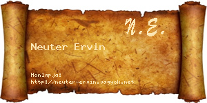 Neuter Ervin névjegykártya